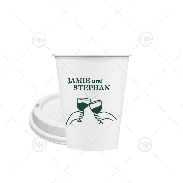 Cheers to Love Line Art Cup 8-oz. Single Wall Paper Hot Cup (Ink)