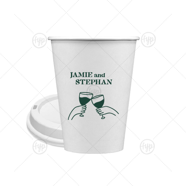 Cheers to Love Line Art Cup 12-oz. Single Wall Paper Hot Cup (Ink)