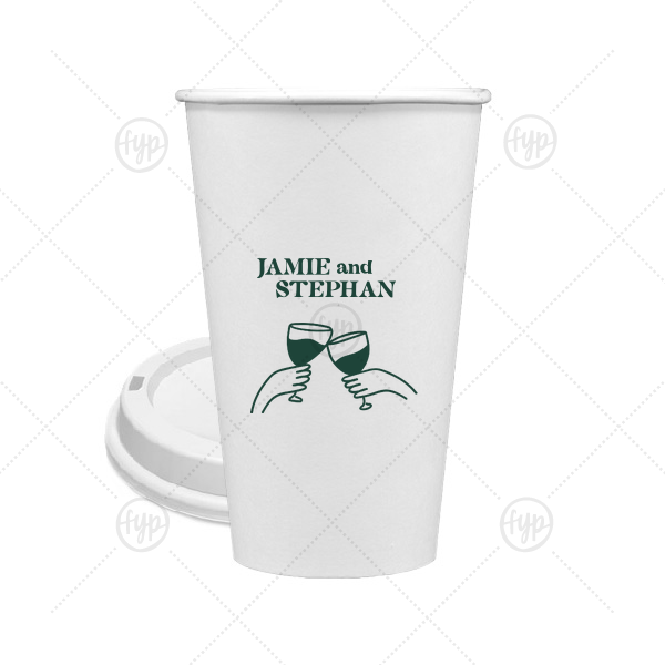 Cheers to Love Line Art Cup 16-oz. Single Wall Paper Hot Cup (Ink)