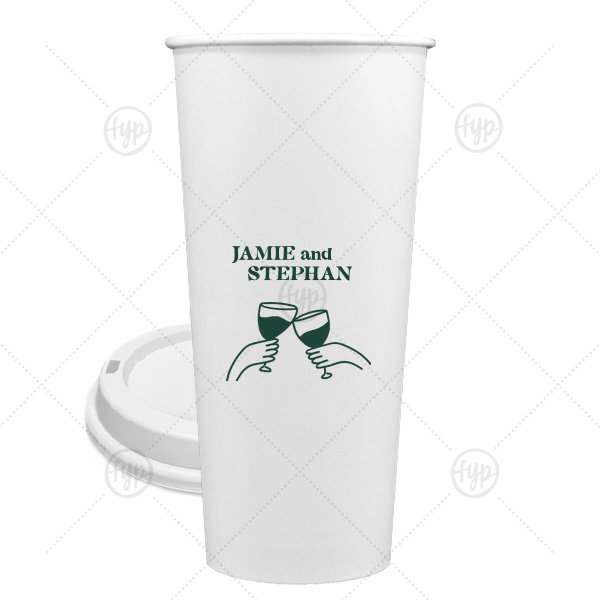 Cheers to Love Line Art Cup 24-oz. Single Wall Paper Hot Cup (Ink)