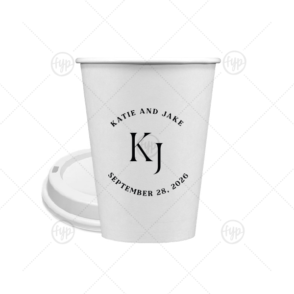 Nuptial Arch Initials Cup 12-oz. Single Wall Paper Hot Cup (Ink)