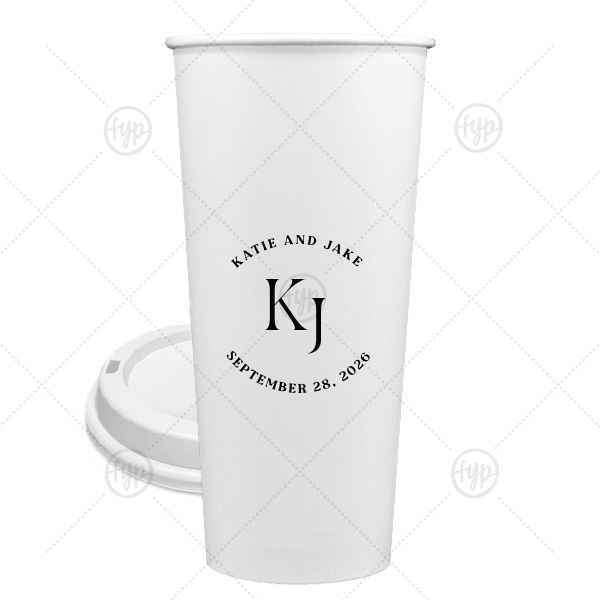 Nuptial Arch Initials Cup 24-oz. Single Wall Paper Hot Cup (Ink)