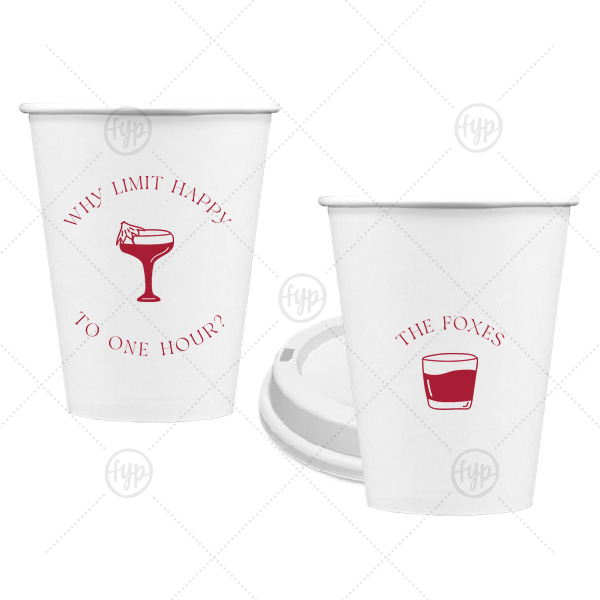 Why Limit Happy Hour Cup 8-oz. Single Wall Paper Hot Cup (Ink)