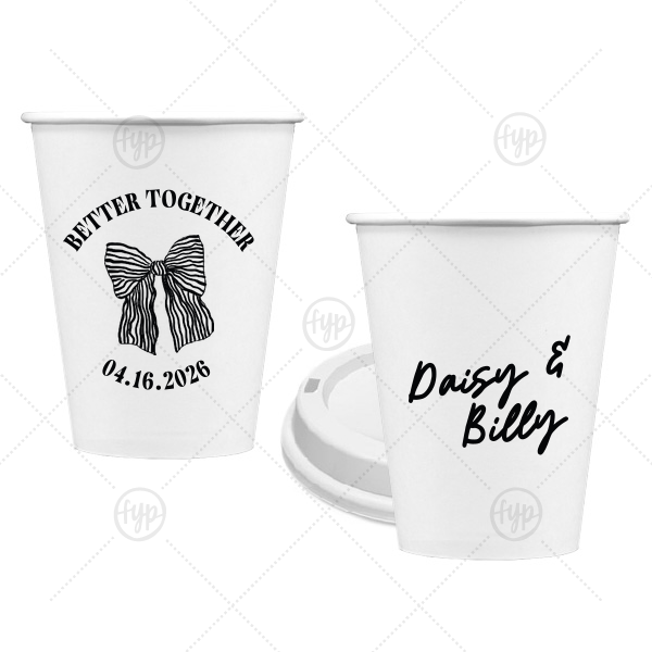 Better Together Bow Wedding Cup 8-oz. Single Wall Paper Hot Cup (Ink)