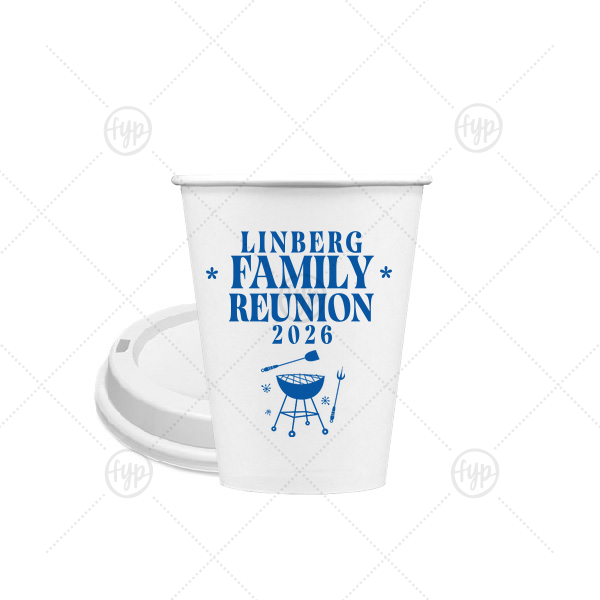 Grill & Stars Family Reunion Cup 8-oz. Single Wall Paper Hot Cup (Ink)