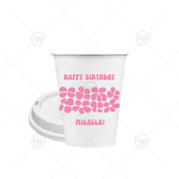 Retro Floral Groove Cup 8-oz. Single Wall Paper Hot Cup (Ink)