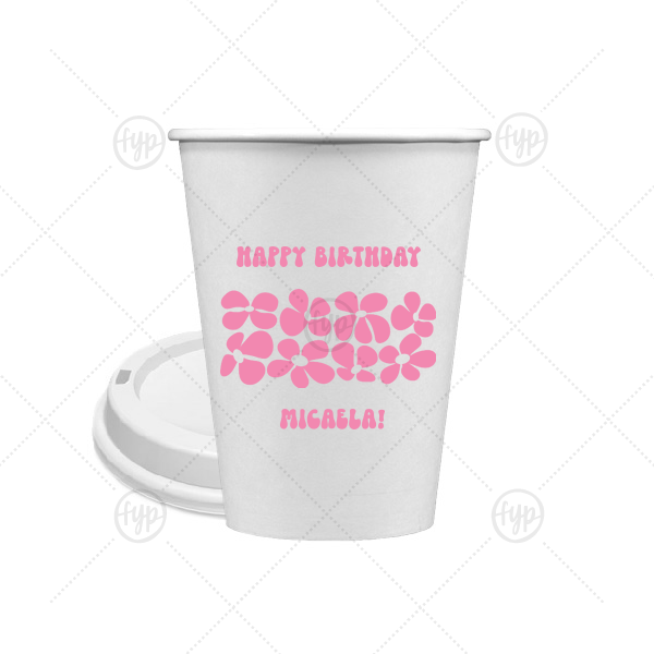 Retro Floral Groove Cup 12-oz. Single Wall Paper Hot Cup (Ink)