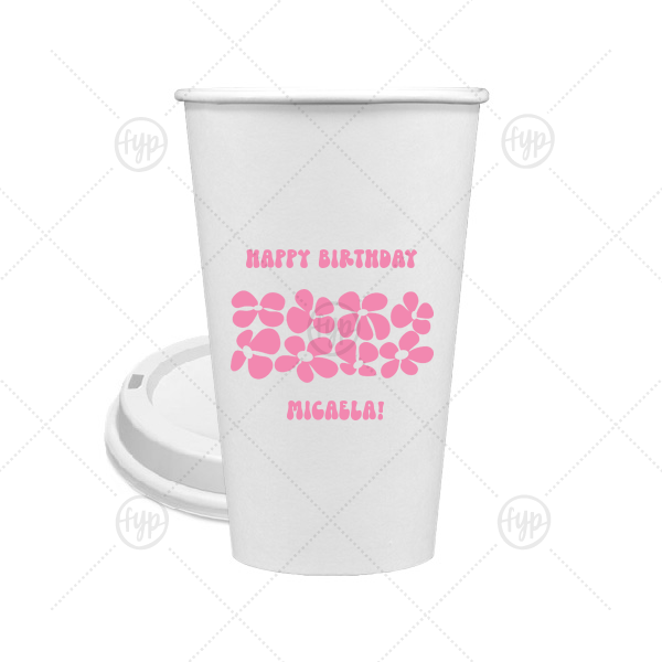 Retro Floral Groove Cup 16-oz. Single Wall Paper Hot Cup (Ink)