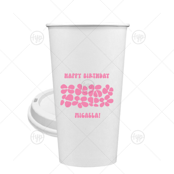 Retro Floral Groove Cup 20-oz. Single Wall Paper Hot Cup (Ink)