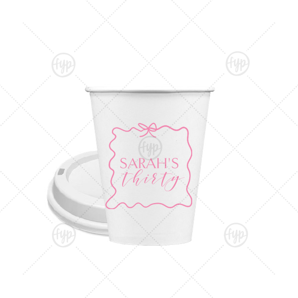 Ribbon Frame Birthday Bash Cup 8-oz. Single Wall Paper Hot Cup (Ink)