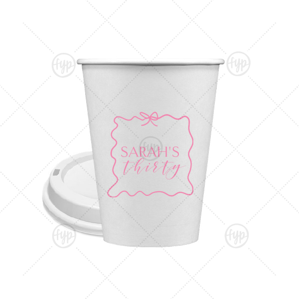 Ribbon Frame Birthday Bash Cup 12-oz. Single Wall Paper Hot Cup (Ink)