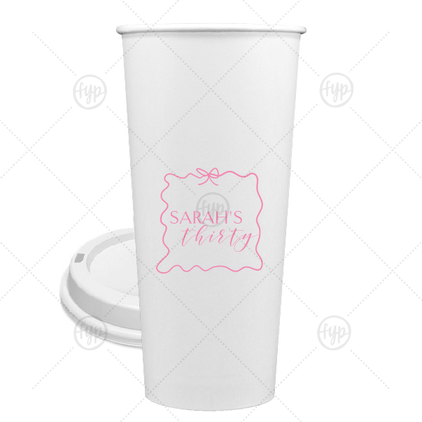 Ribbon Frame Birthday Bash Cup 24-oz. Single Wall Paper Hot Cup (Ink)