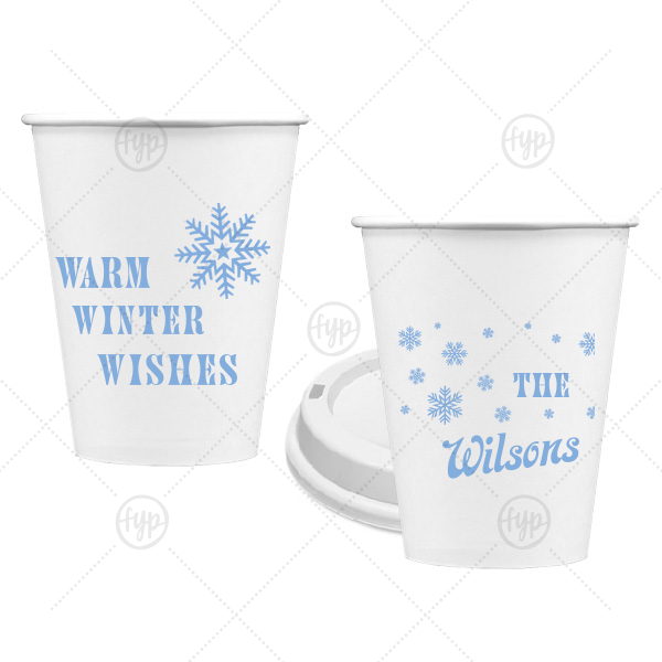 Warm Winter Wishes Snowflake Cup 8-oz. Single Wall Paper Hot Cup (Ink)