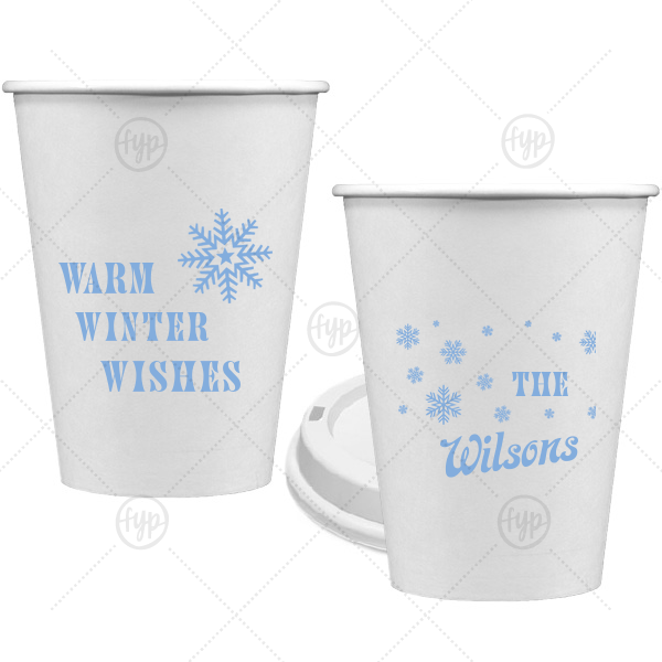 Warm Winter Wishes Snowflake Cup 12-oz. Single Wall Paper Hot Cup (Ink)