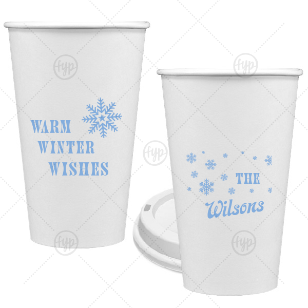 Warm Winter Wishes Snowflake Cup 16-oz. Single Wall Paper Hot Cup (Ink)