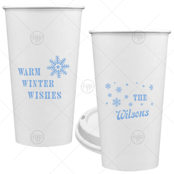 Warm Winter Wishes Snowflake Cup 20-oz. Single Wall Paper Hot Cup (Ink)