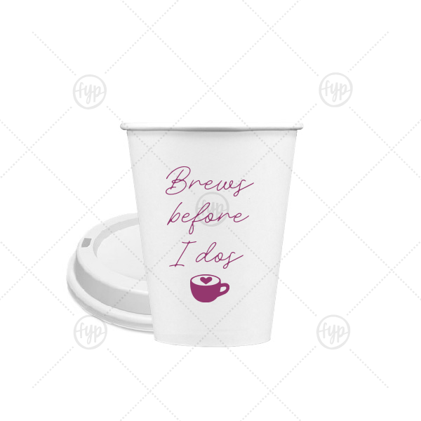 Brews Before I Do's Cup 8-oz. Single Wall Paper Hot Cup (Ink)