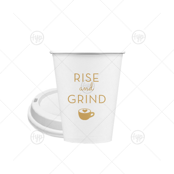 Rise And Grind Cup 8-oz. Single Wall Paper Hot Cup (Ink)
