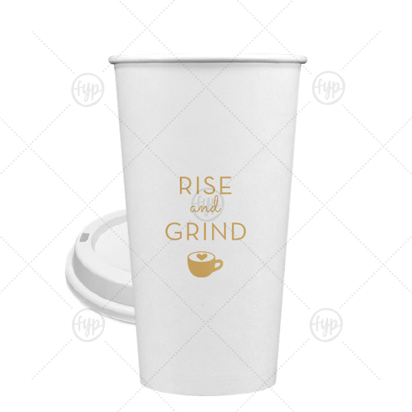 Rise And Grind Cup 20-oz. Single Wall Paper Hot Cup (Ink)