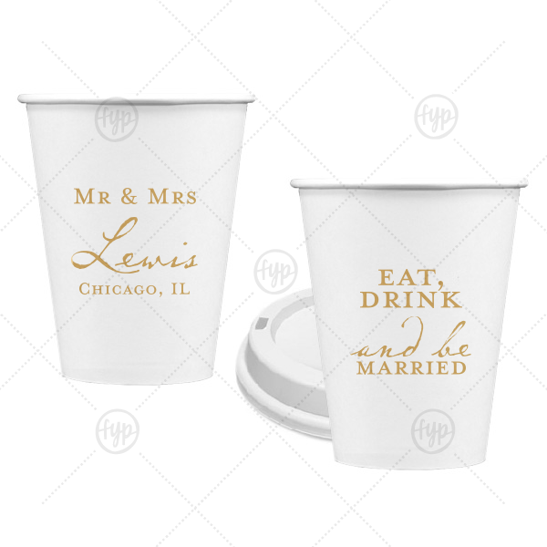 Modern Script Mr & Mrs Cup 8-oz. Single Wall Paper Hot Cup (Ink)