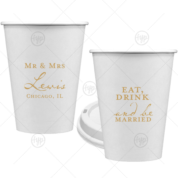 Modern Script Mr & Mrs Cup 12-oz. Single Wall Paper Hot Cup (Ink)