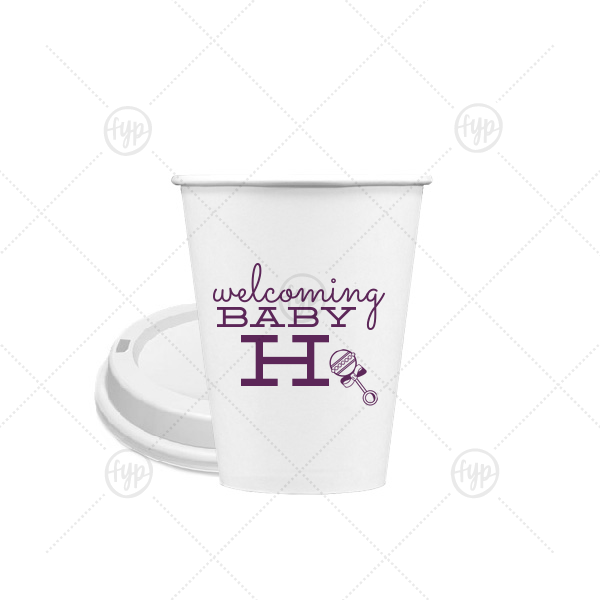 Welcoming Baby Initial Cup 8-oz. Single Wall Paper Hot Cup (Ink)