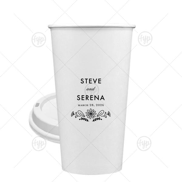 Floral Flourish Wedding Cup 20-oz. Single Wall Paper Hot Cup (Ink)