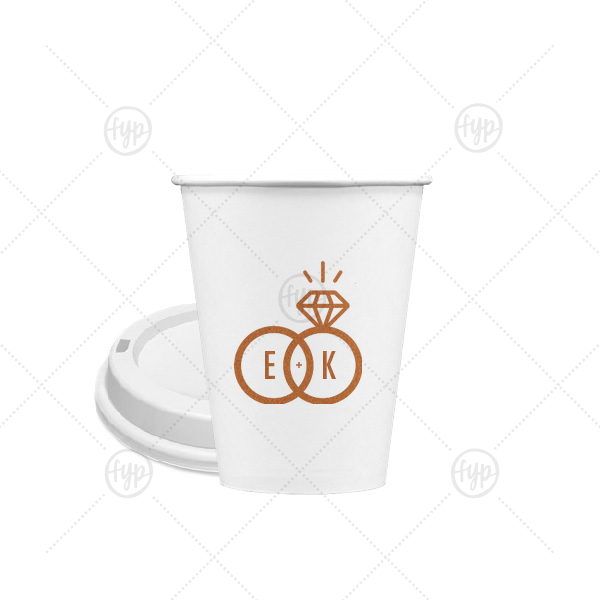 Diamond Wedding Ring Initials Cup 8-oz. Single Wall Paper Hot Cup (Ink)