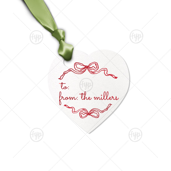 Holiday Bow Tag Heart Gift Tag (Foil)