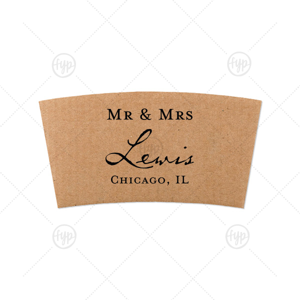 Modern Script Mr & Mrs Coffee Sleeve 8-oz. Coffee Sleeve (Foil)