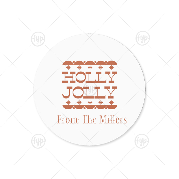 Holly Jolly Label Small Round Label (Ink)