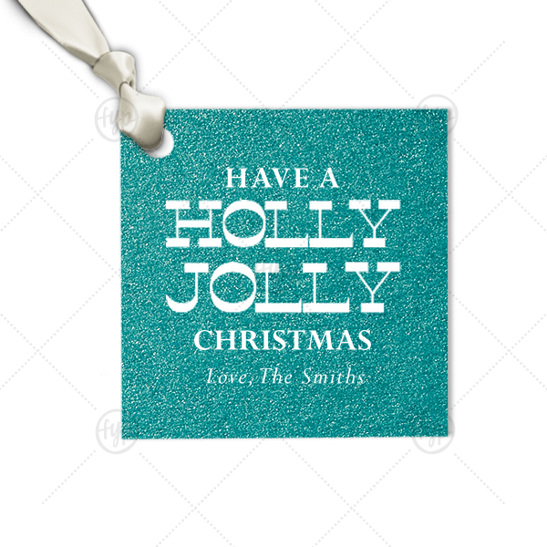 Holly Jolly Gift Tag Square Gift Tag (Foil)