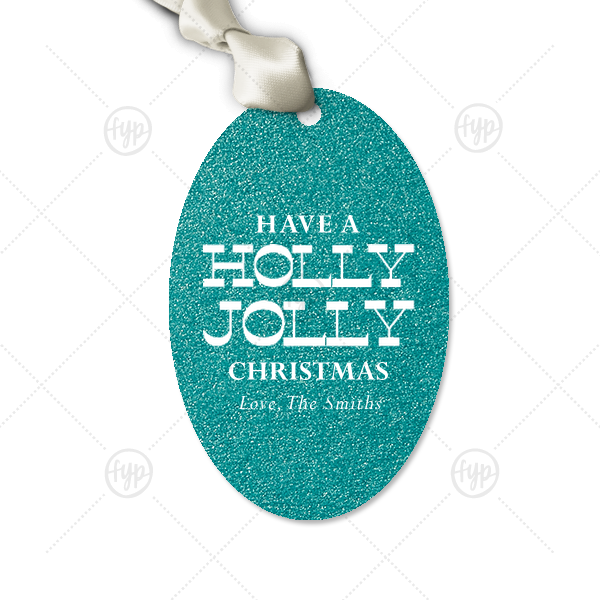 Holly Jolly Gift Tag Large Oval Gift Tag (Foil)
