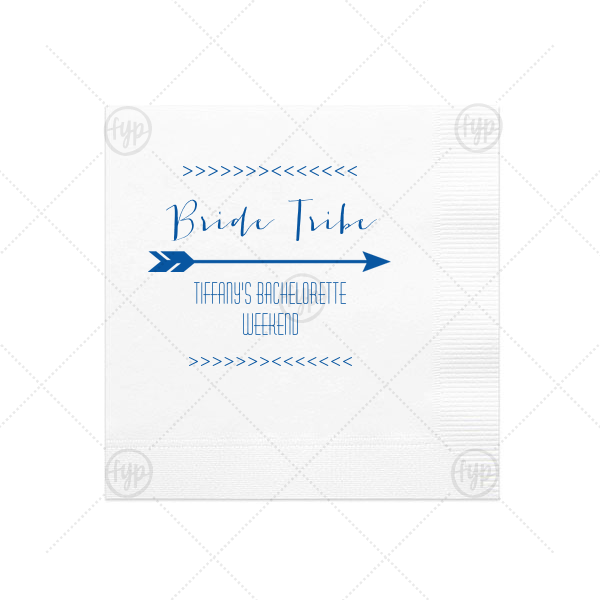 Bride Tribe Napkin | ForYourParty's elegant Cranberry Cocktail Napkin with Shiny Sky Blue Foil Color has a Arrow 1 graphic and is good for use in Accents themed parties and are a must-have for your next event—whatever the celebration!