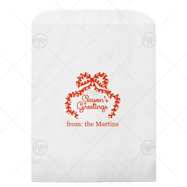 Season's Greetings Bow Bag Cookie Bag (Foil)