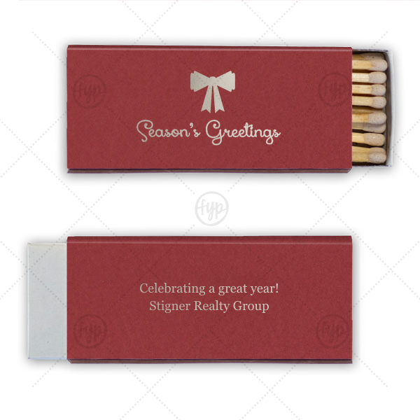Season's Greeting with A Bow Match Candle Matchbox (Foil)