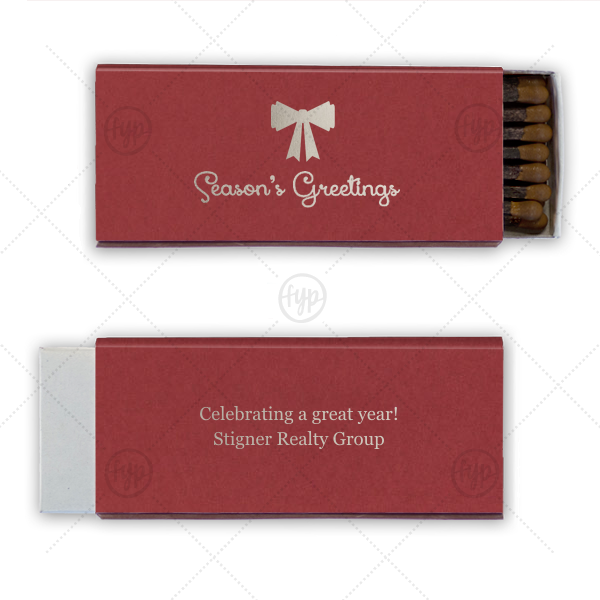Season's Greeting with A Bow Match Cigar Matchbox (Foil)