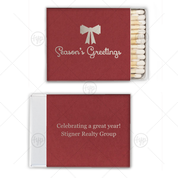 Season's Greeting with A Bow Match Square Matchbox (Foil)