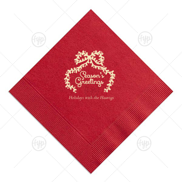 Season's Greetings Bow Napkin Luncheon Napkin (Foil)