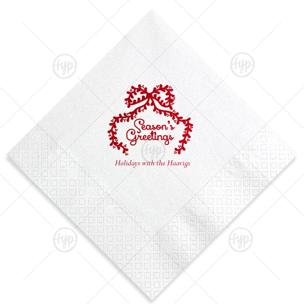 Season's Greetings Bow Napkin Luncheon Napkin (Foil)