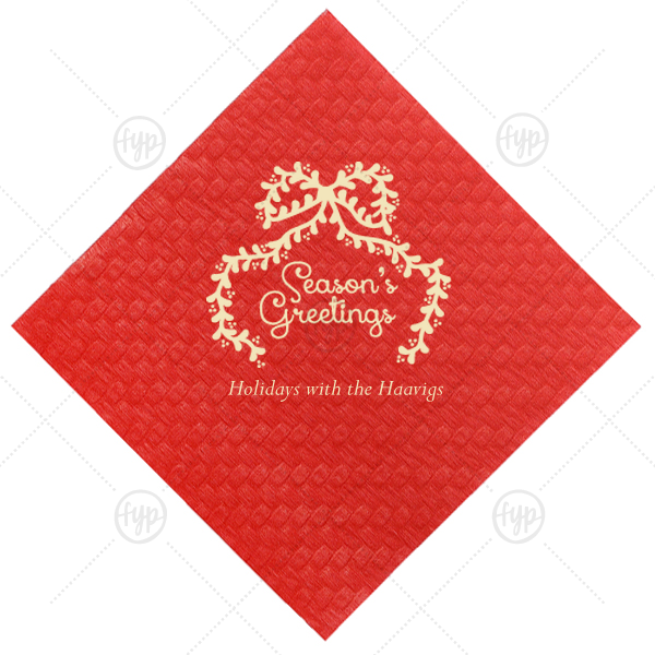 Season's Greetings Bow Napkin Cocktail Napkin (Foil)