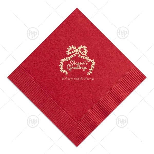 Season's Greetings Bow Napkin Dinner Napkin (Foil)