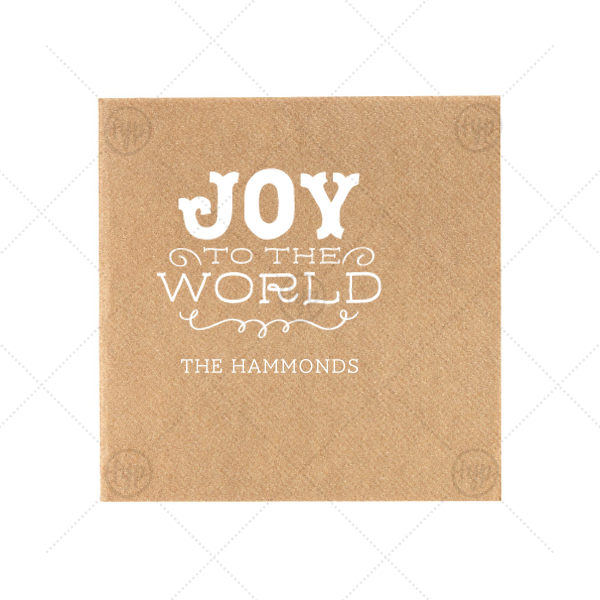 Joy To The World Napkin Cocktail Napkin (Foil)