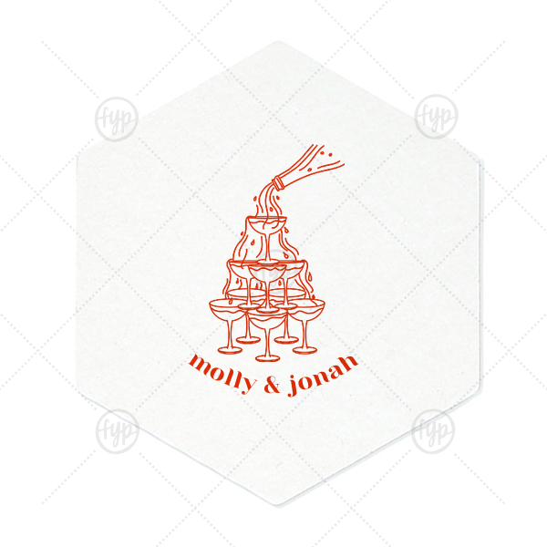 Classic Champagne Tower Coaster Hexagon Coaster (Foil)