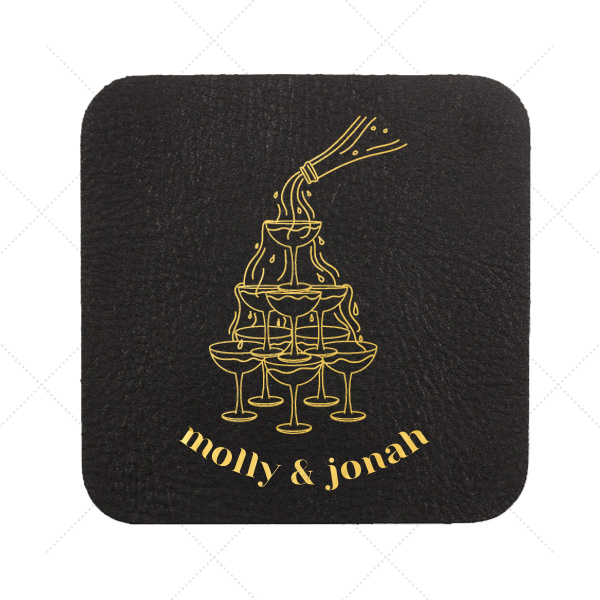 Classic Champagne Tower Coaster Leather Square Coasters
