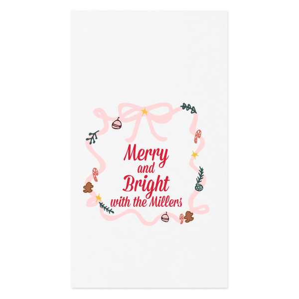 Merry And Bright Holiday Bows Napkin Paper Guest Towel (Photo)