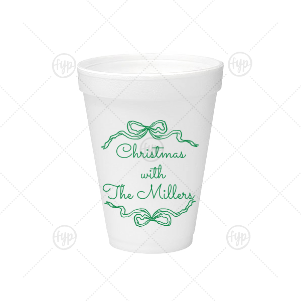 Holiday Bow Ribbon Cup 12-oz. Styrofoam Cup (Ink) 