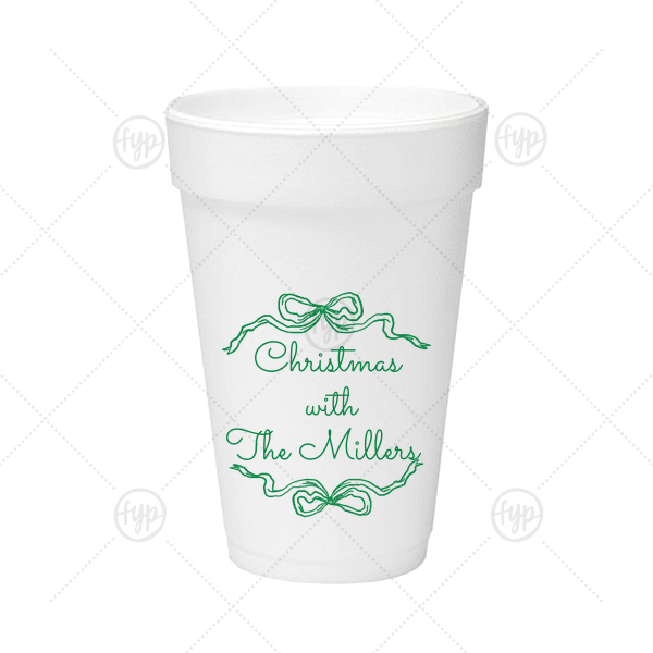 Holiday Bow Ribbon Cup 16-oz. Styrofoam Cup (Ink) 