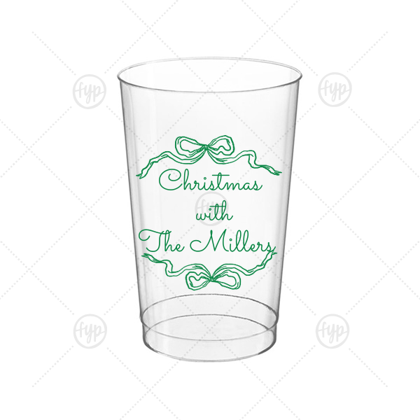 Holiday Bow Ribbon Cup 12-oz. Hard Plastic Cup (Ink)