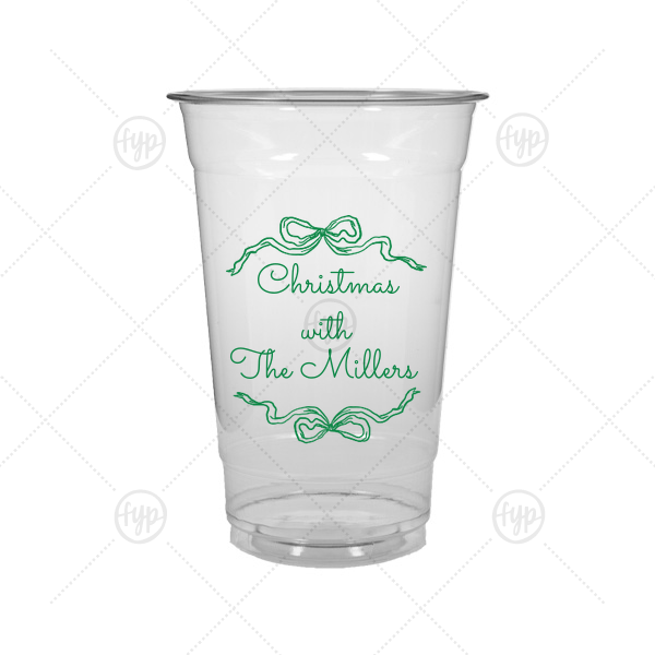 Holiday Bow Ribbon Cup 20-oz. Soft Plastic Cup (Ink)